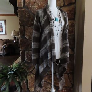 Boho fringed long cardigan sweater